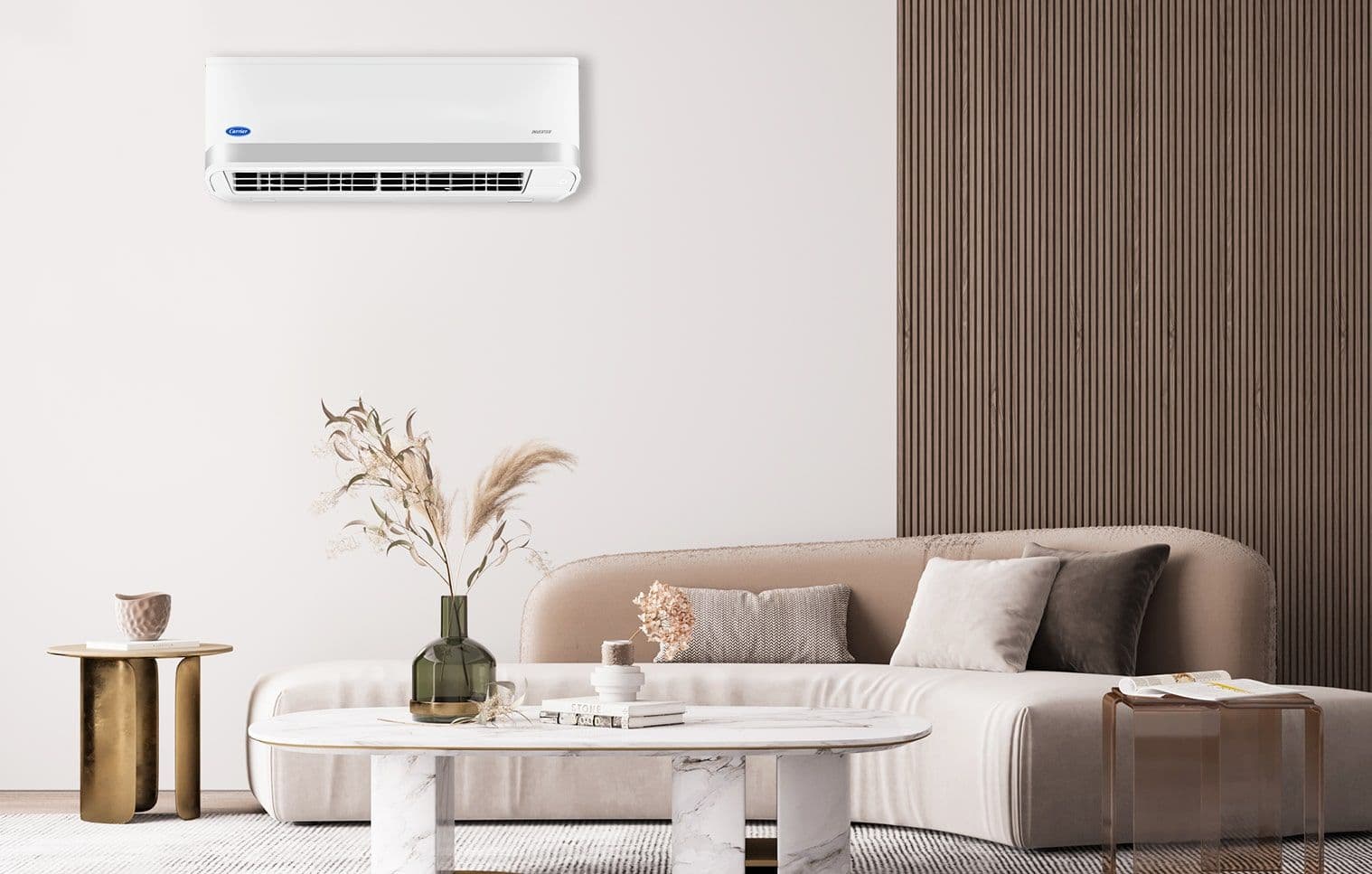 A Carrier Philippines high wall split type aircon installed on a wall above head level for perfect optimized room cooling