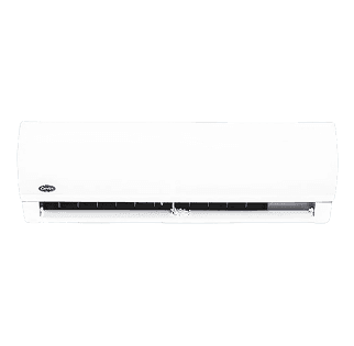Front view of sleek and 5 star efficient Carrier split type inverter aircon with tri filtration system for clean cooling