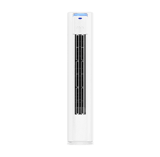 Front view of Carrier Aura Slim 4 HP standing aircon with 85 degree horizontal air swing and quiet cooling
