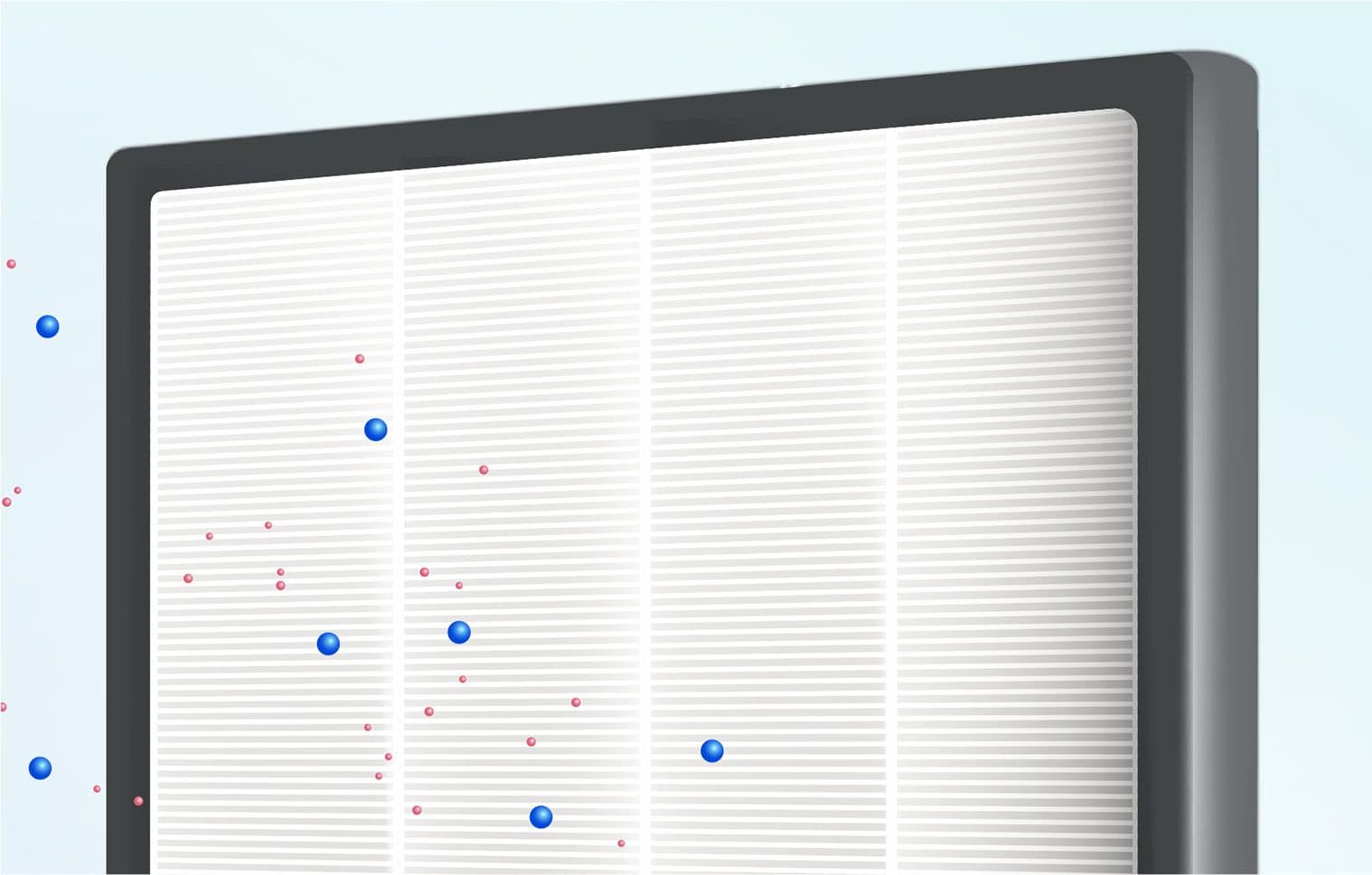 A HEPA filter with pleated and multi-layered meshes trapping tiny pollutants in the air