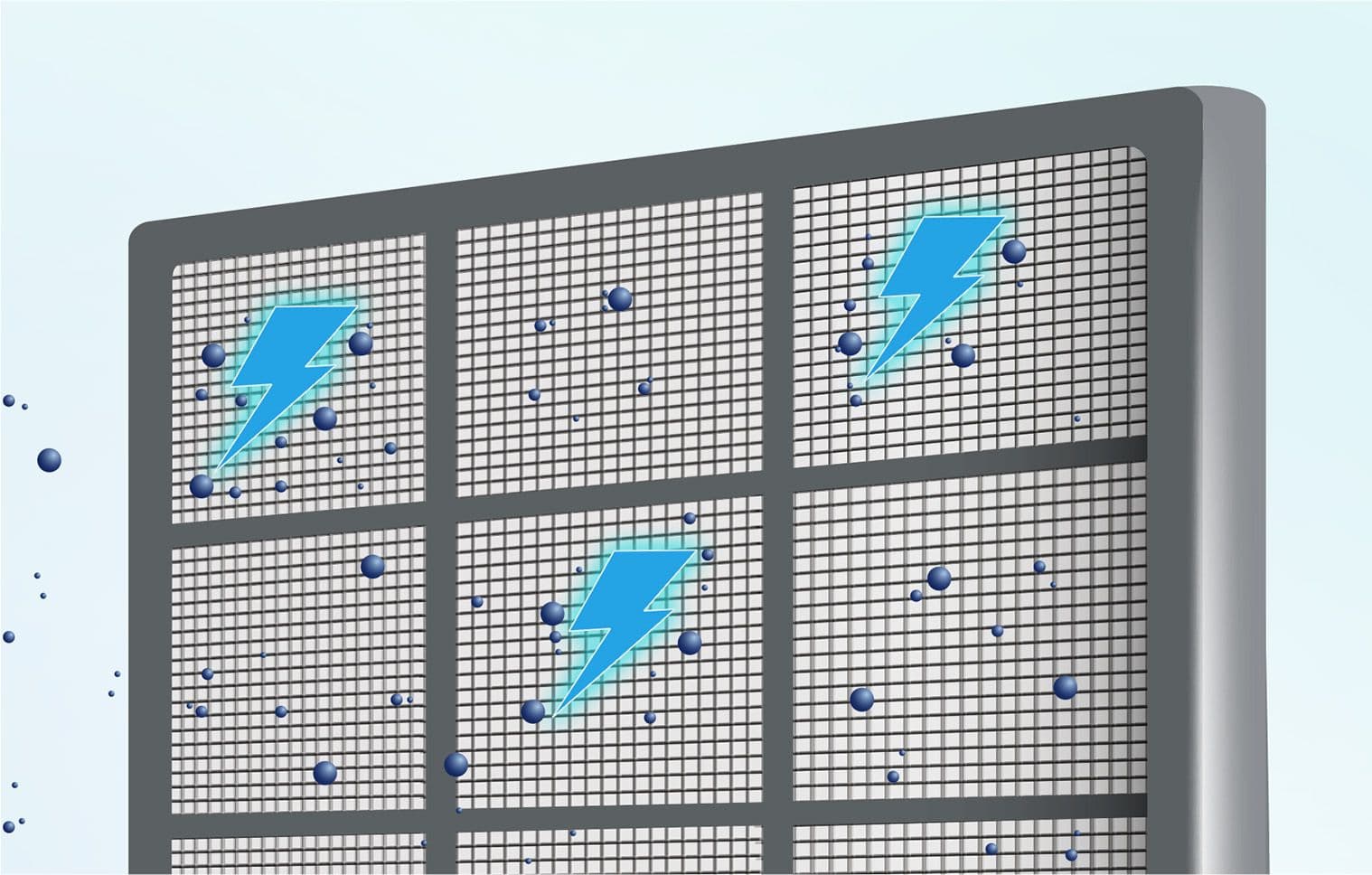 An electrostatic filter using the power of static electricity to pull pollutants out of the air