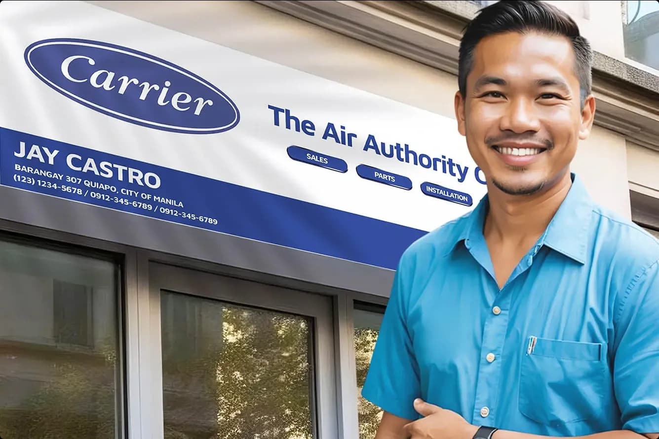 A Carrier specialist happily ready to guide you on how to become a franchise partner and bring Carrier to your community.